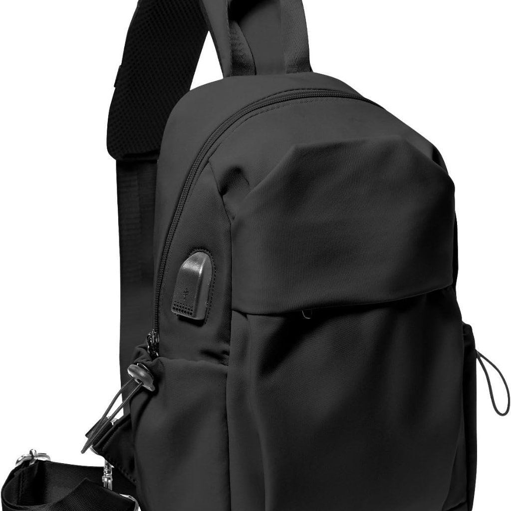 Medium Black Black Sling Bag For Men And Women - Sport Crossbody Backpack For Pi